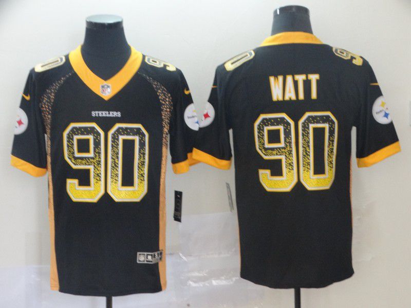 Men Pittsburgh Steelers #90 Watt Black Nike Drift Fashion Color Rush Limited NFL Jerseys->pittsburgh steelers->NFL Jersey